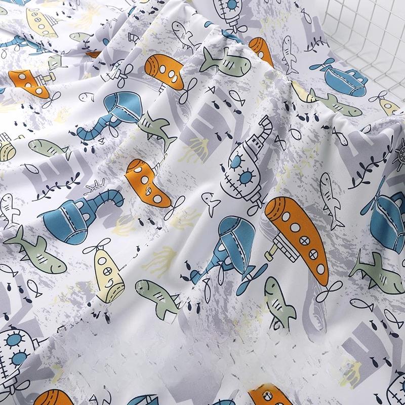 Wide 143cm Summer Cotton Fabric for DIY Sewing Children's Pajamas Clothes Cheongsam Super Soft Floral Cartoon Fabric