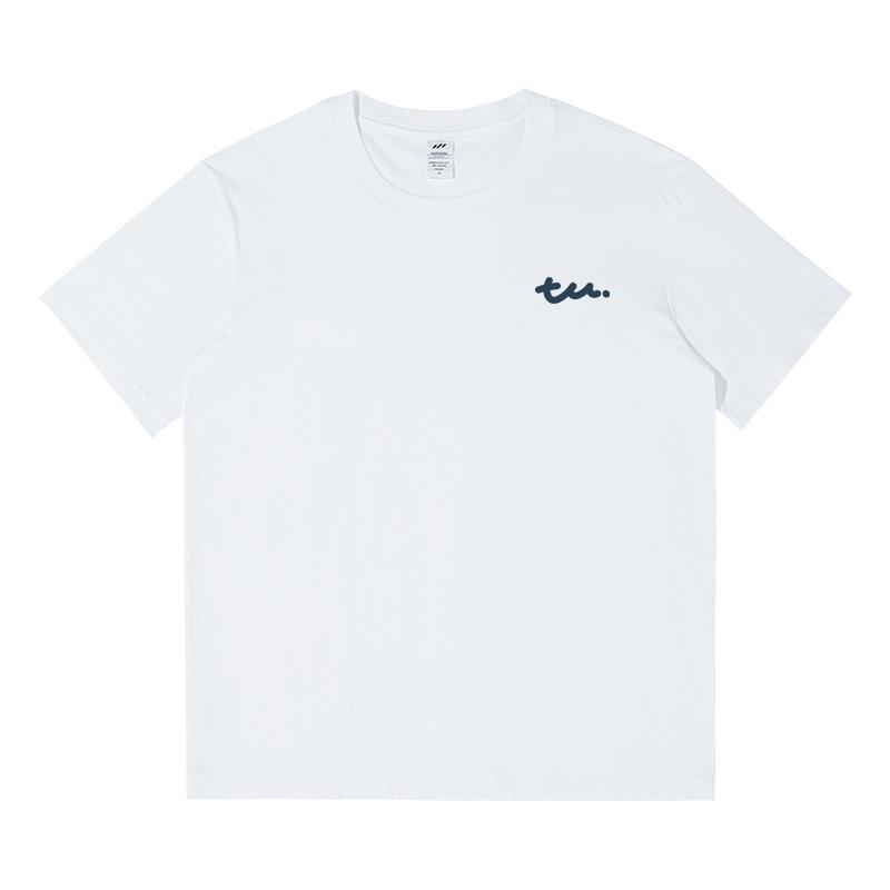 Japanese Minimalist Women's TU Print Cotton T-Shirt - Loose Short Sleeve, Round Neck, Trendy and Versatile Summer Top