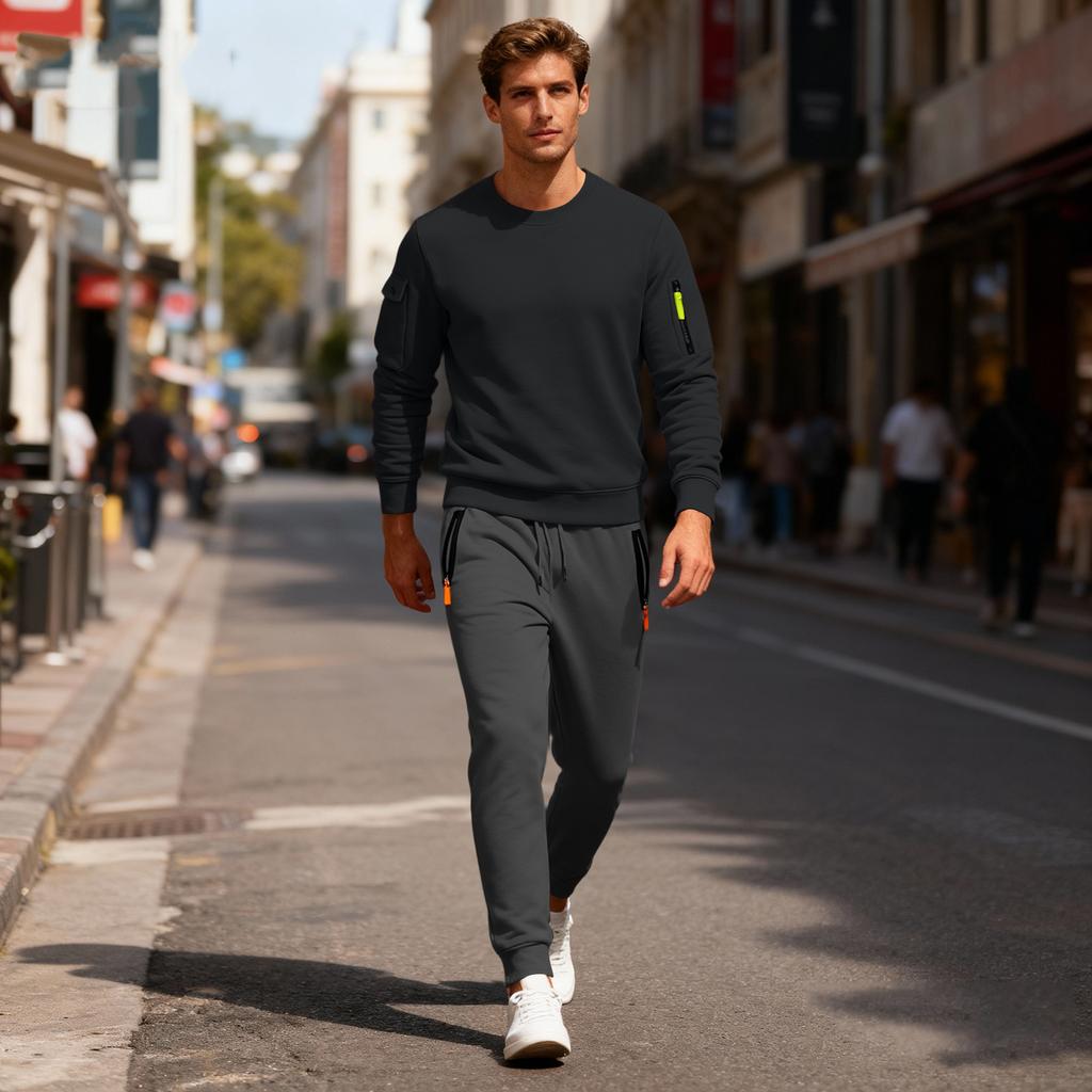 Men's Sweatshirt Suit Men's Solid Color Casual Sports Suit Sweatshirt Suit