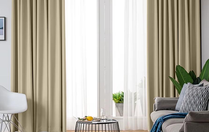 90% Thick Blackout Curtain With Rings And Grommets, Cream 140X250