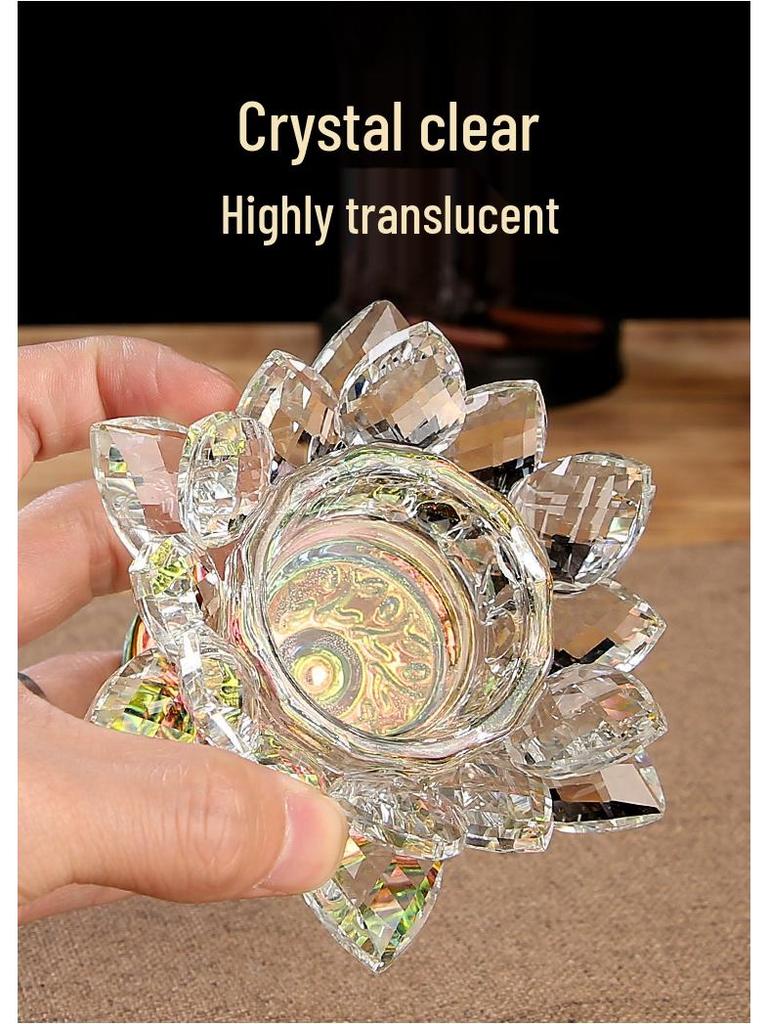 Seven-Color Crystal Lotus Candle Holder for Buddhist Offerings: Eternal Ornament for Home Altar