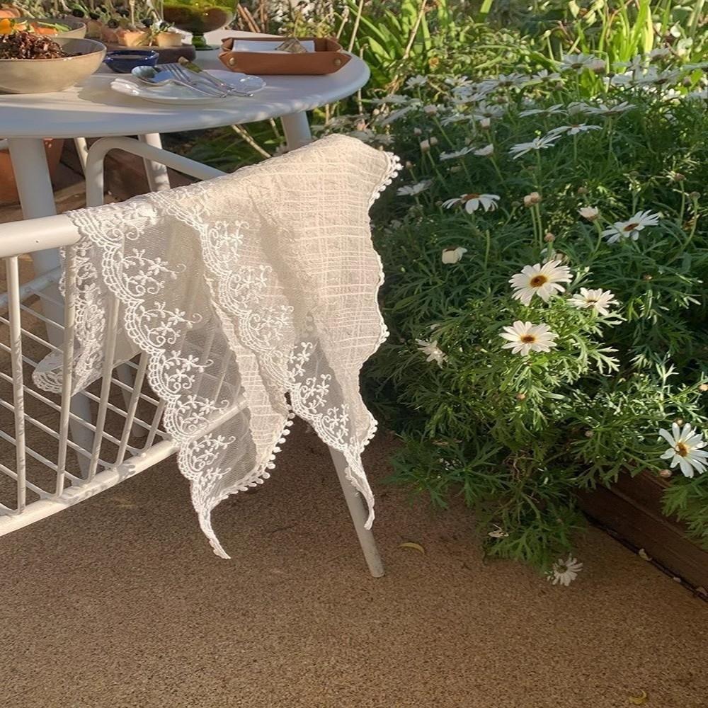 Vintage Lace Scarf Headband Colorful Pastoral Style French-style Hair Scarf Exquisite Korean Style Triangle Headscarf