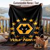 Flannel Blanket Wolverhampton Wanderers Print Custom Name Text Soft Throw for Sofa Bed