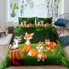 Zoo Theme Duvet Cover Set Animals Pattern Polyester Comforter Cover King Queen Size Cartoon Cute Animals For Kids Bedding Set