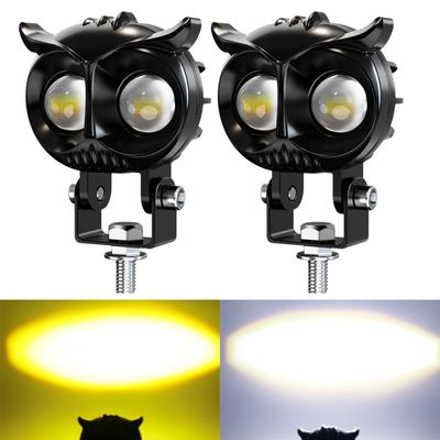 1Pc/2Pcs Universal Owl Mini LED Motorcycle Headlight Yellow White Hi/Lo Spot Light Driving Fog Light Auxiliary Spotlight for Moto Scooter Lamp