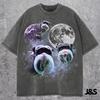 Three Emperor Tamarin Graphic T-shirts, Funny Monkey Moon Tee, Vintage Primate Shirt, Cute Mustache Monkey Top, Oversized Gift