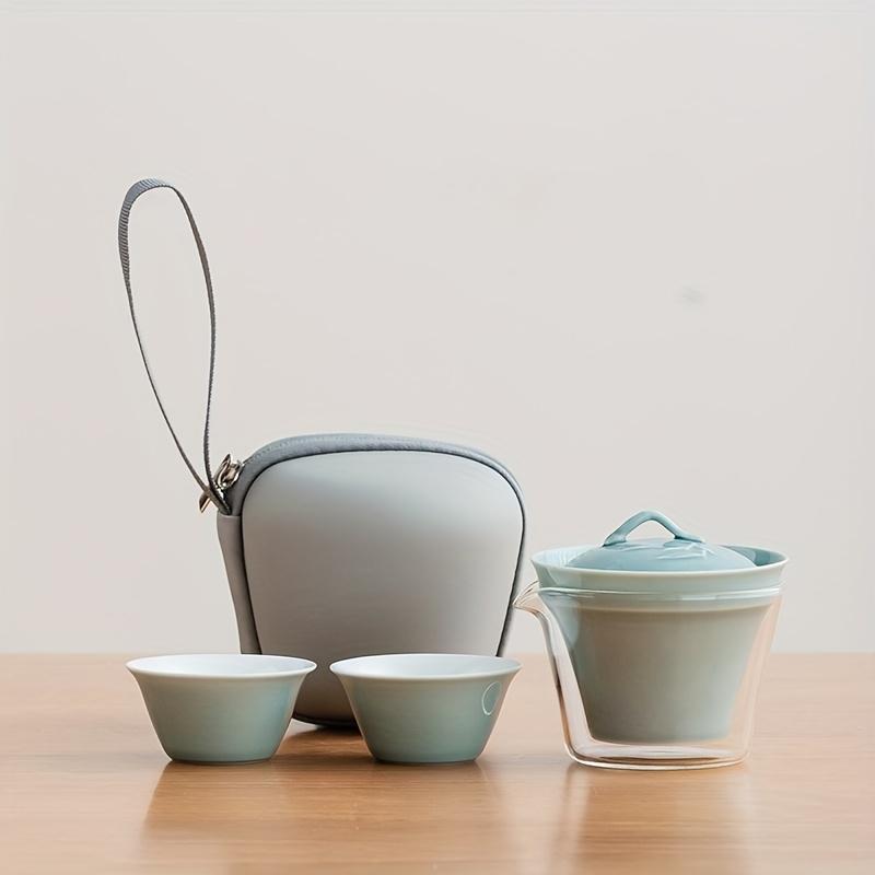 

A set of handcrafted ceramic tea ware, suitable for travel, outdoor activities, and camping, portable and creative as a gift.