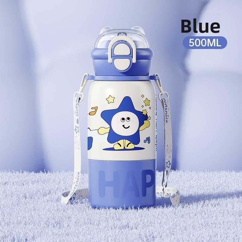 Childrens Cartoon Insulated Travel Mug With Large Capacity And Strap For Outdoor Use