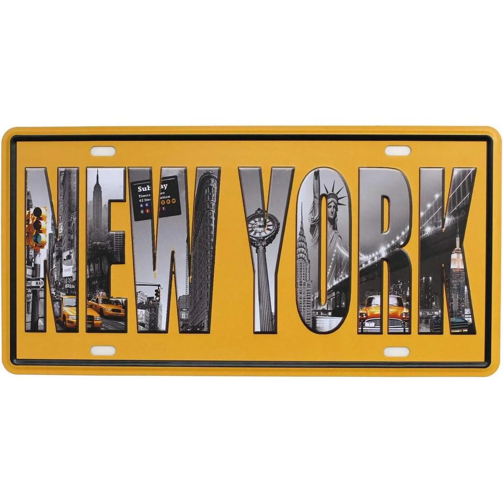 City License Plate New York Zurich Athens Toronto Vintage Rusty Metal Tin Sign Metal Car Tag 6X12 Inches For Garage Cafe Bar Pub
