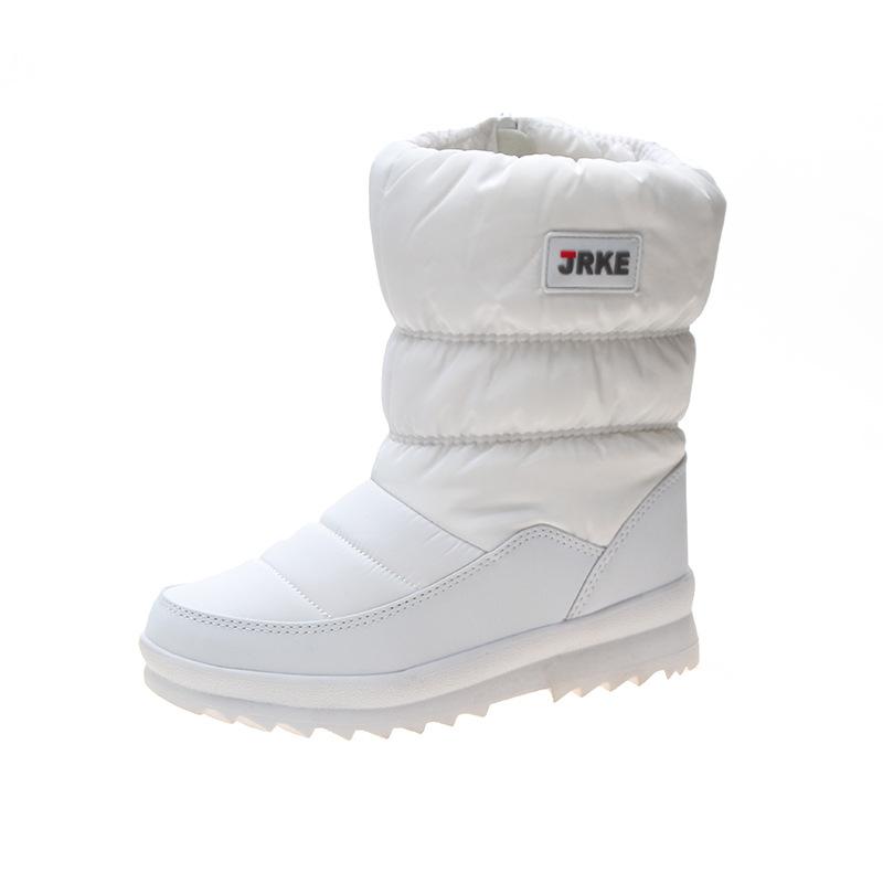 

Snow boots 2025 winter new round head thick bottom piled thickened side zipper medium tube women s casual cotton boots 41 белый