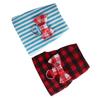 Small Animals Traction Rope Chest Strap Red Grid  Blue Stripes 2 Pieces