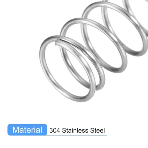 uxcell Compression Springs, 304 Stainless Steel, 10mm OD, 1mm Wire Diameter, 20mm Total Height, Silver Tone, Pack of 5
