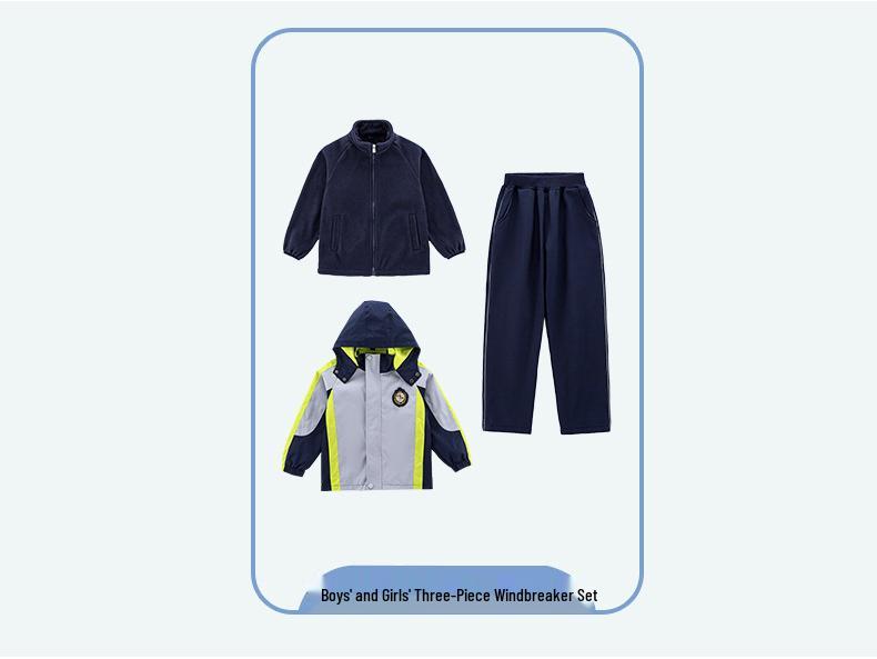 Zestaw 3-częściowy mundurek przedszkolny i podstawówkowy w stylu preppy na wiosnę i jesień. Idealny na Dzień Sportu i Jednolite Ubranie Klasowe.