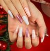 24 Stück Weihnachtskleidung Rüstung Schneeflocke Liebe Schneemann Maniküre Kurze Mandel Schleife Europäisch und Amerikanisch Lange Nagelstücke