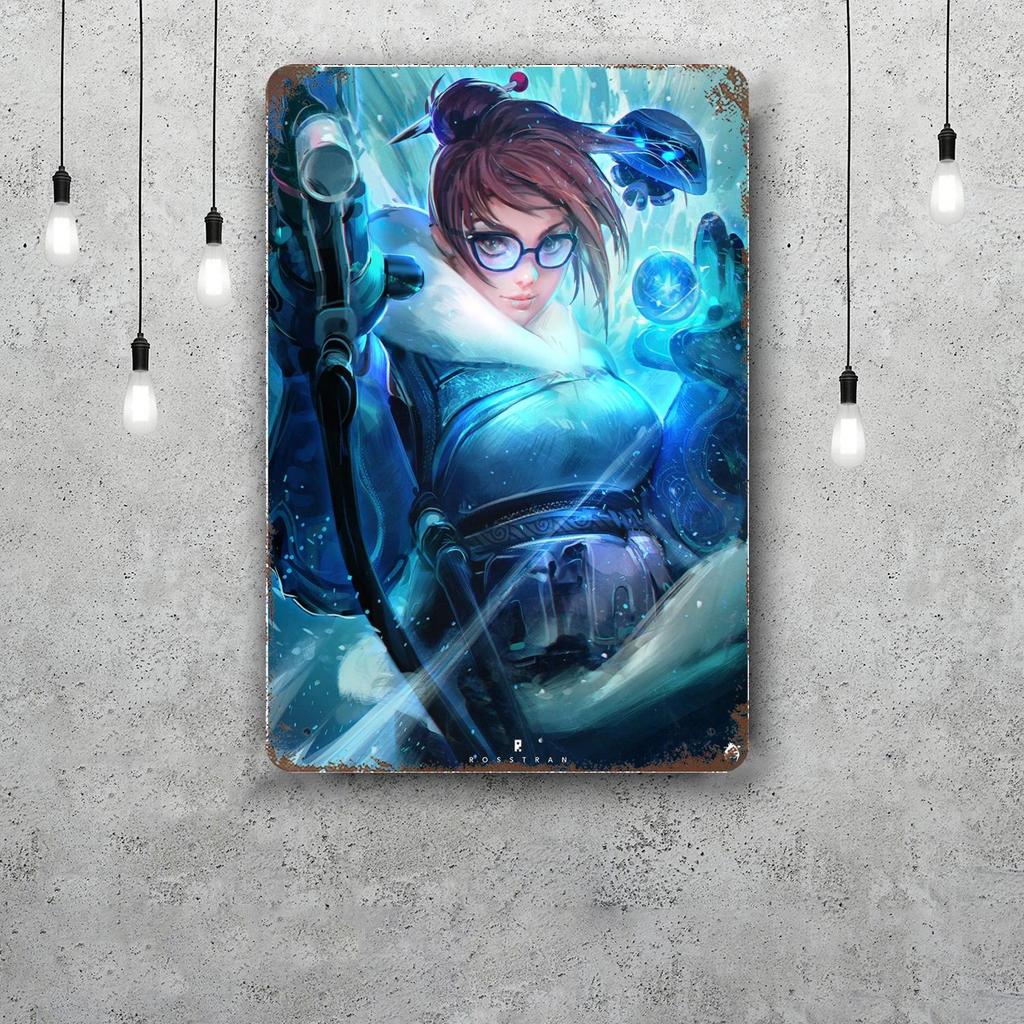Mei Overwatch Vintage Metal Tin Signs Posters Decor Retro Metal Plaque Wall Art Decor for Garage Bar