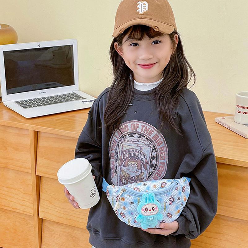 

Кавайна сумка Labubu для дітей через плече, милий мультфільм-рюкзак з принтом мультфільму монстр Labubu синій