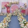 Champagne Wedding Large Floor Row Flower Simulation Flower Silk Flower Decoration Eucalyptus Runway Road Wedding Arrangement