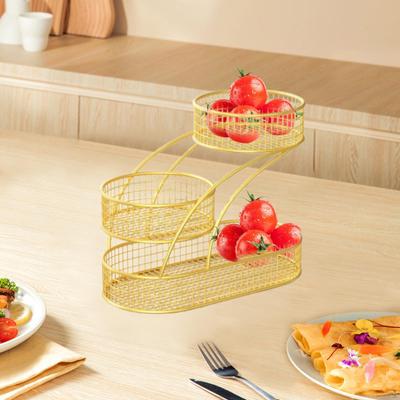 3 Layer Fruit Basket Bread Vegetable Rack Large Capacity Multiuse Metal Wire for