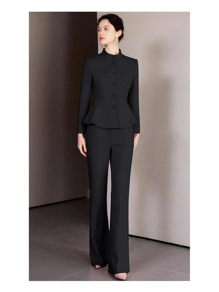 AD Winter Damen High-End Pink Wollmischung Blazer & Hosen Set - Elegantes Professionelles Outfit