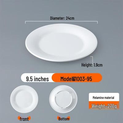 White Melamine Round Dinner Plate Set