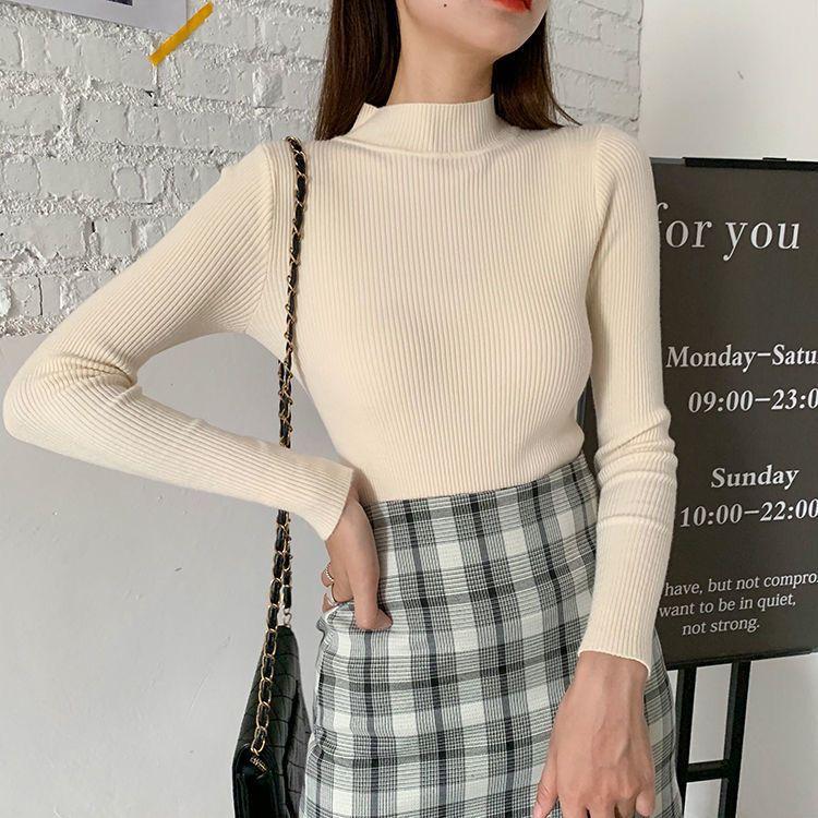 Turtleneck Sweaters Autumn Spring Long Sleeve Knitwear Sweaters Women Slim Knitwear Solid Pullover Tops