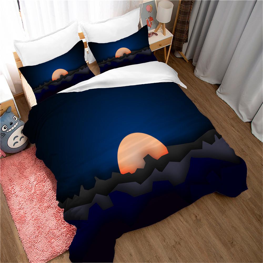 Nature Landscape Duvet Cover King/Queen Size Blue Sky Mountain Modern Art Bedding Set Watercolor 2/3pcs Polyester Quilt Cover