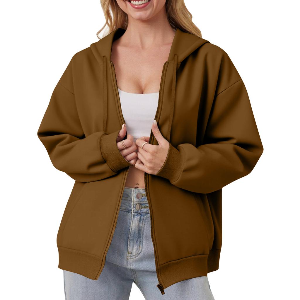 Women's Off Shoulder Zipper Hoodie Sweatshirt  Fashion Clothing Casual Jacket