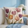 Cushion Cover Tulip Flower Short Plush Soft DoubleSided Printing Pillow Case Cozy Sofa Bedroom Home Decor Gift