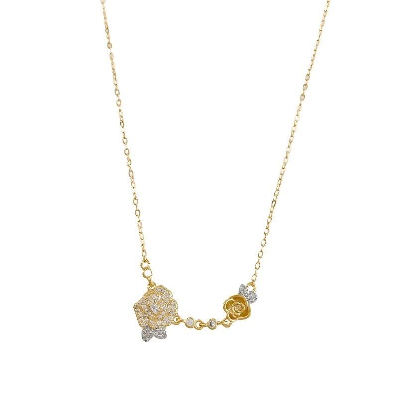 Elegant Floral Necklace For Women Featuring Luxurious Double Flower Design