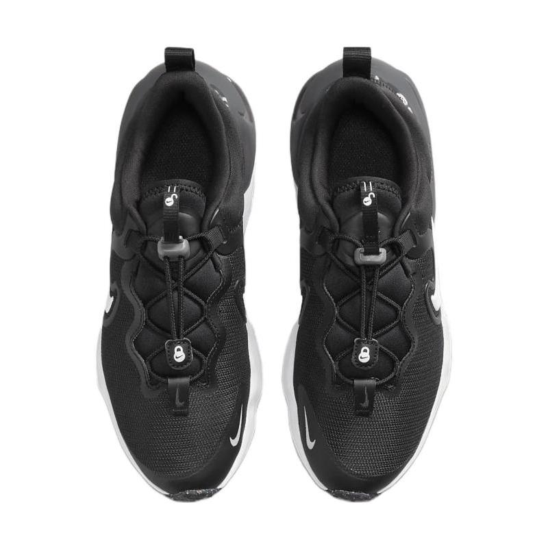 Nike Run Flow Abrasion Resistant Low top Kids' Running Shoes Black White Sneakers DR0472-001