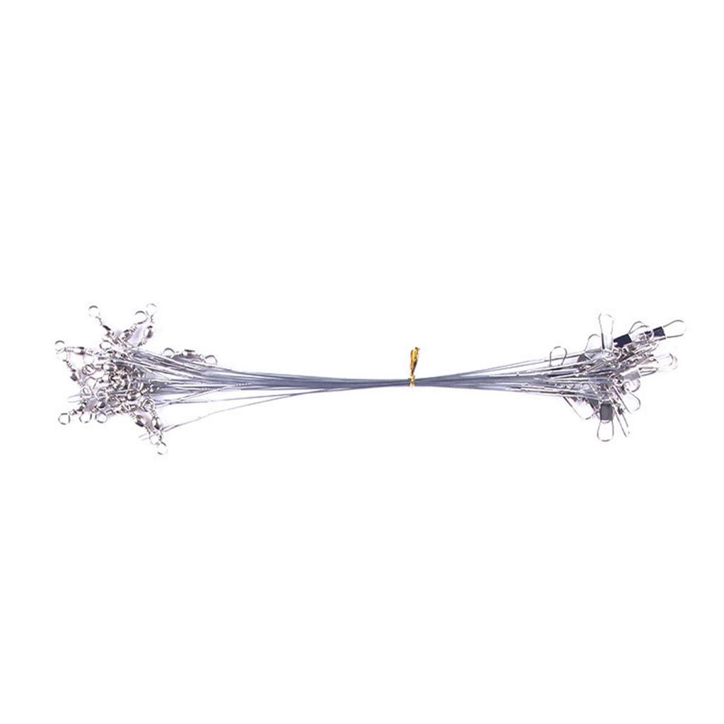 50Pcs 15cm/20cm/25cm High Strength Fishing Wire Leaders Heavy Duty Fishing Stainless Wire Leaders with Swivels and Snaps