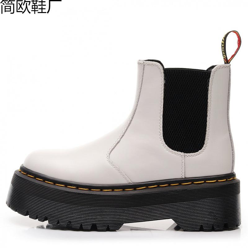 

Chelsea boots women s platform motorcycle boots women s British leather short boots muffin bottom one pedal Order
