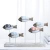 Colored Solid Wood Fishes Sea Wooden Crafts for Kindergarten Decor Mediterranean Style Ocean Series Carved Fish Home Decor