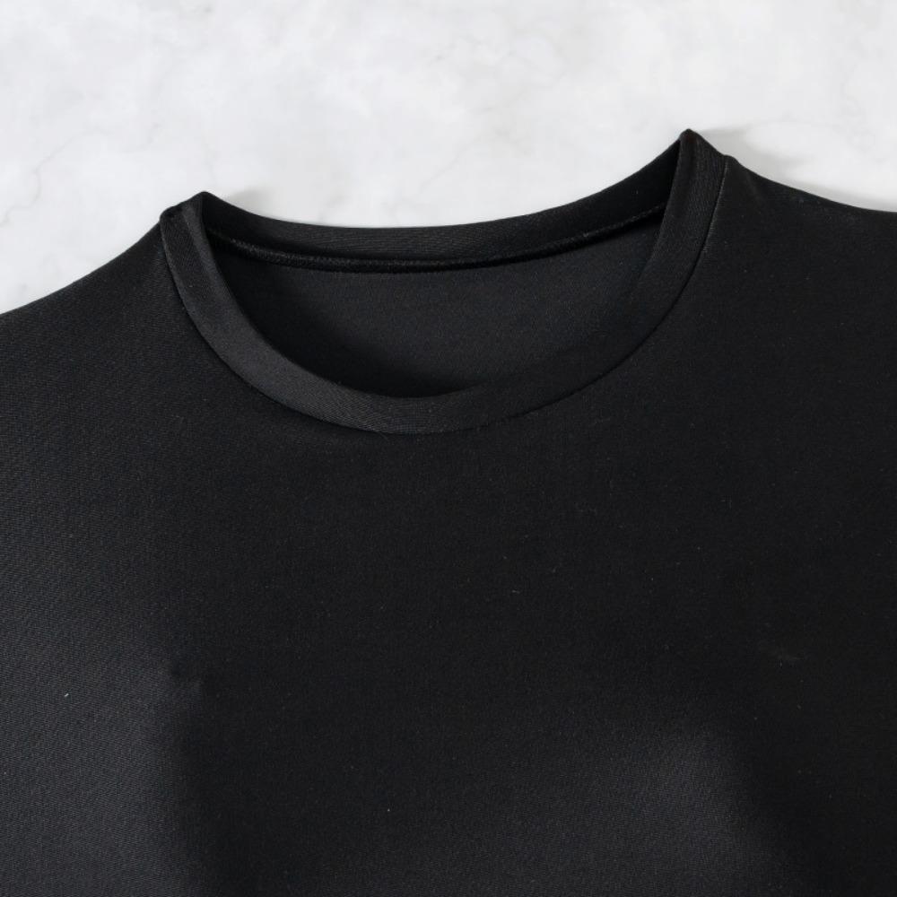 Quick-drying One-piece Solid Color Export Short-sleeved Swimsuit