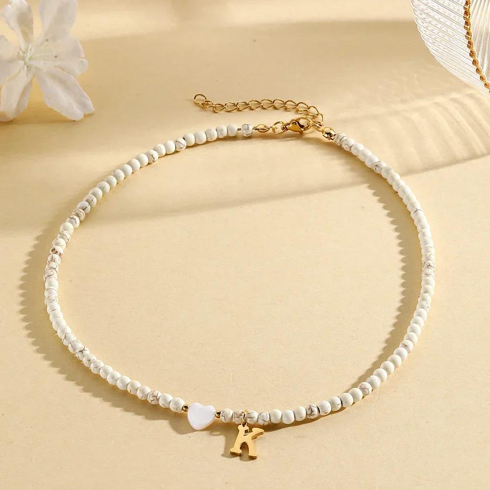 Bohemian Choker Neck Necklaces Heart-shaped Shell Letter Pendant Beads Women Necklace Woman Trend Jewelry Gift 2025