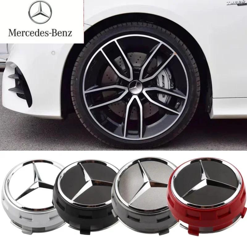 CRF1 4Pcs 75mm Car Wheel Center Cap Hub Covers Badge For Mercedes Benz AMG B/C/E/S Class C43 C63 E43 E53 E63 GLC CLA GLK Accessories
