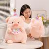 Cartoon Birthday Pig Cute Wear Birthday Hat Bib Pig Doll Filled Plush Children's Toy Valentine's Day/Birthday Gift