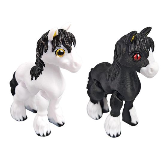 2Pcs 3D Printed Joints Stress Relief Horse Pony Statue Horse Figurine Movable Fidget Toy Simulation