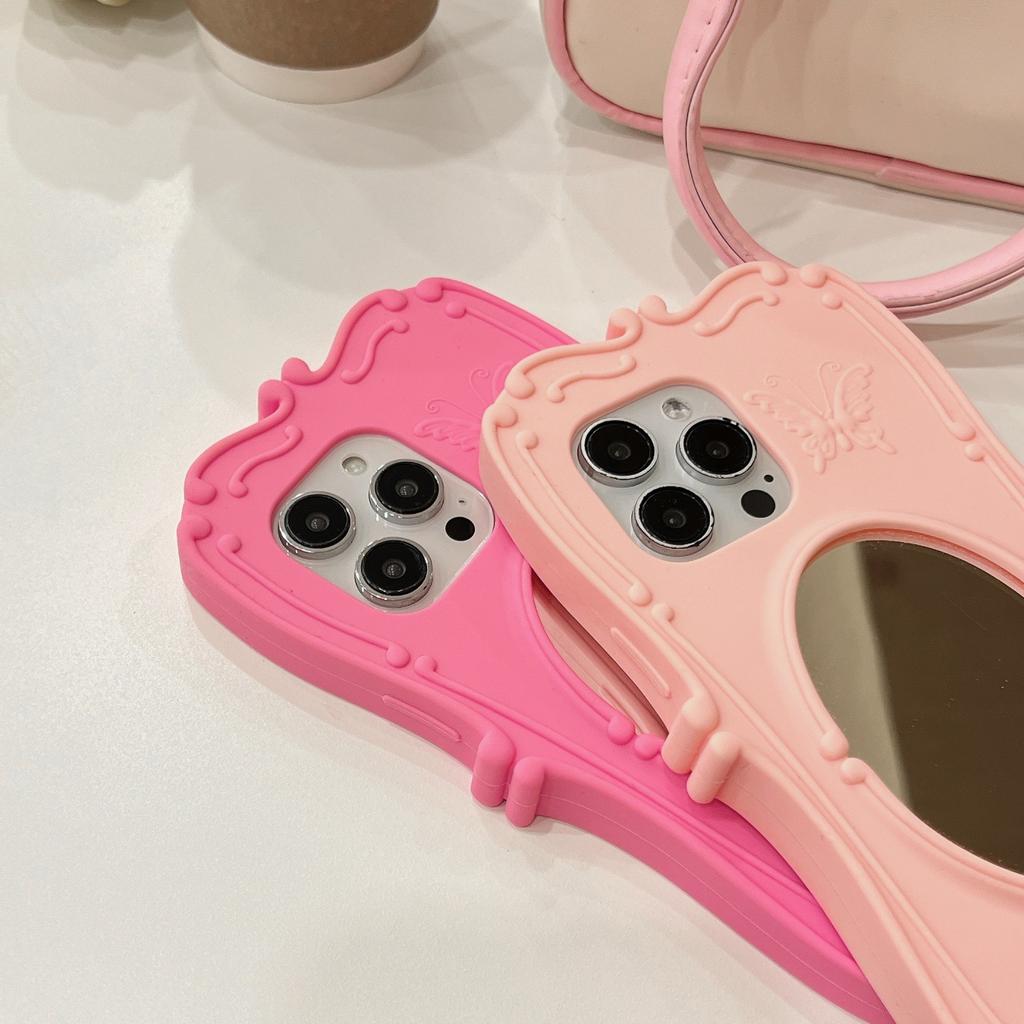 Creative solid color magic mirror for Apple 16promax mobile phone case iPhone15 silicone 14 cute 13 protective case