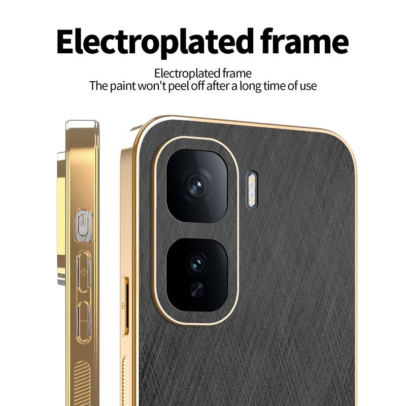 Stripe Thread Texture Leather Back Plating Case For iQOO Neo10 9 9S 8 Pro Plus Anti Fingerprint Slide Camera Protector Shell