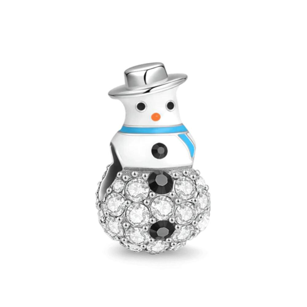 High Quality Authentic Copper Charm Bead Charms Snowman Christmas Print Pendant Bead Charms Compatible With Bracelets Trinket Women Jewellery