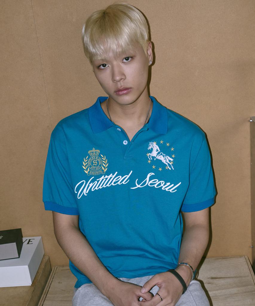 Eontaiteulseoul Untitled Crest Polo Crop Short Sleeve Full Blue