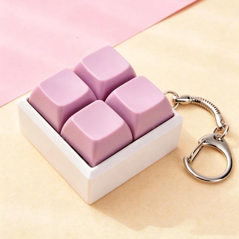 Mini 4 Keys Mechanical Keyboard Fidget Keychain Satisfying Click Sound Unique Gift for Keyboard Enthusiasts Friends
