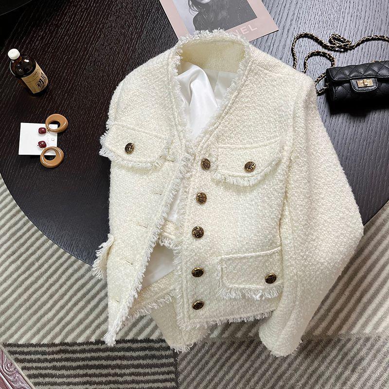 Women's French Style Short White Jacket - Spring/Autumn Collection
