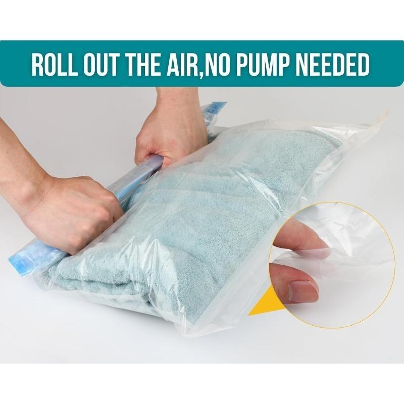 No‑Pump Vacuum Compression Storage Bags, Space Saver Travel Bags for Clothes, Handy Organizer for Luggage Home Cruise Camping Storage Accessories