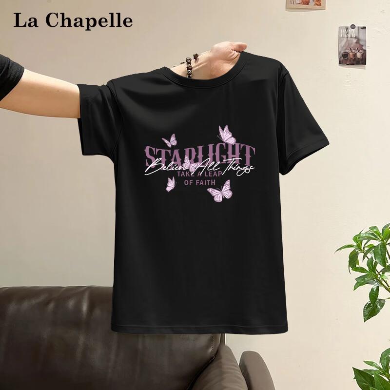 La Chapelle Women s Starlight Butterfly Print Loose Cotton T-Shirt 2XL