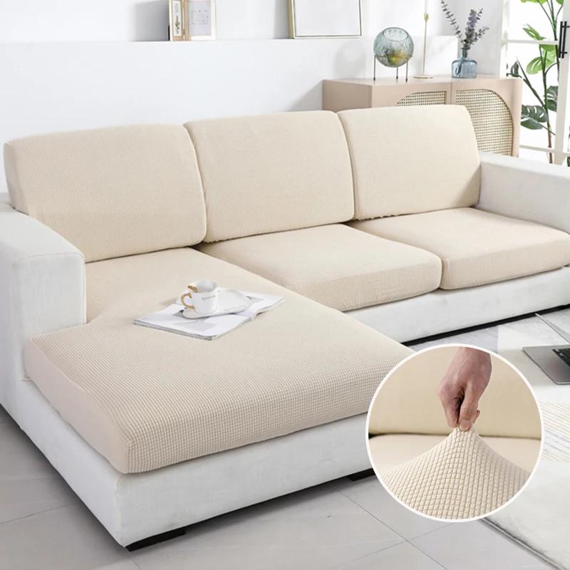 Thickened Cushion Cover Wave Pattern Jacquard Fabric Couch Seat Elastic Cover For Family Room L Form L Shape Couch Backrest Furniture Protector