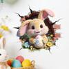 Easter Cartoon Broken Wall Cute Bunny and Eggs Holiday Home Decoration Wall Sticker Self-Adhesive