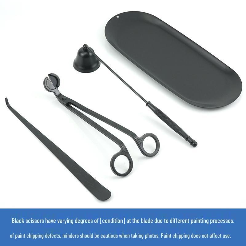Aroma Candle Tool Kit: Wick Trimmer, Snuffer, Extinguishing Hook, and Tray.