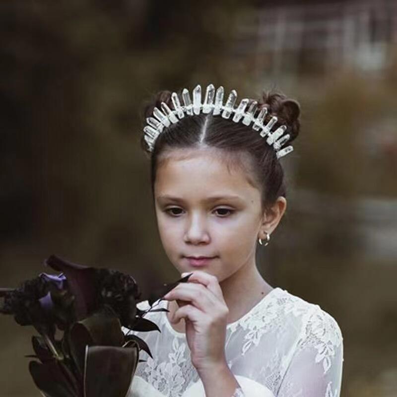 Clear Quartz Headband: Elegant Bridal & Holiday Crown Jewelry Hair Accessory
